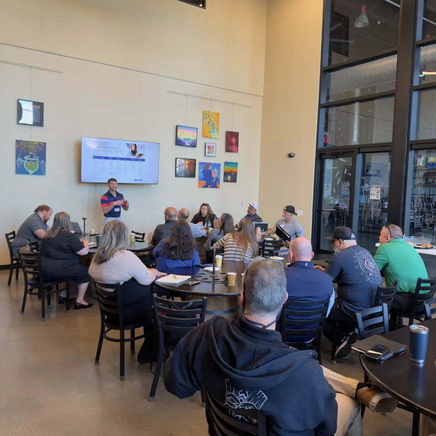 A member presents to the chapter at Icarus Brewing Company