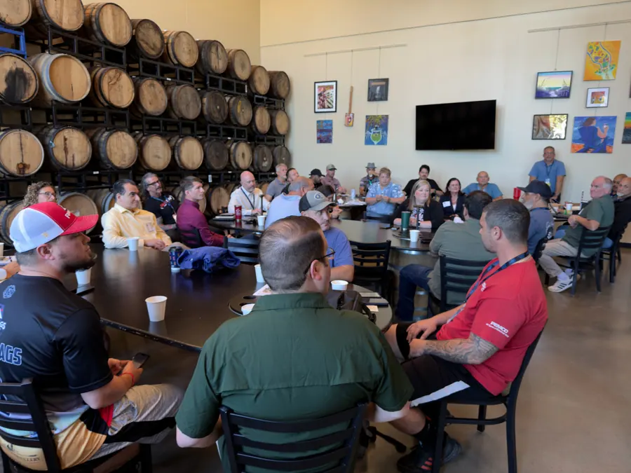 A full room at a Tuesday LeTip of Brick meeting at Icarus Brewing Company